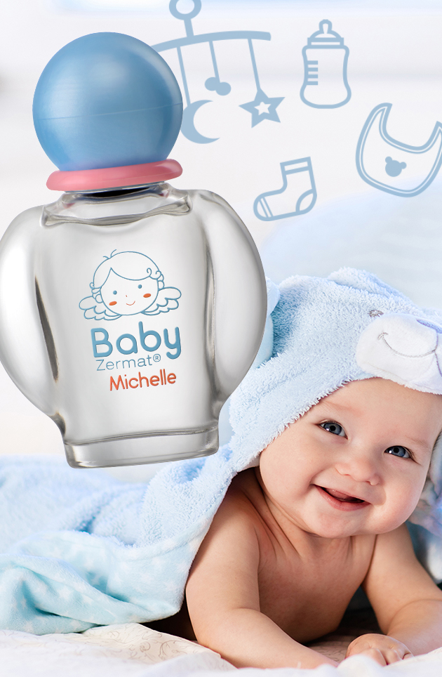 El perfume para bebé Michelle es floral polvoso, con una fragancia