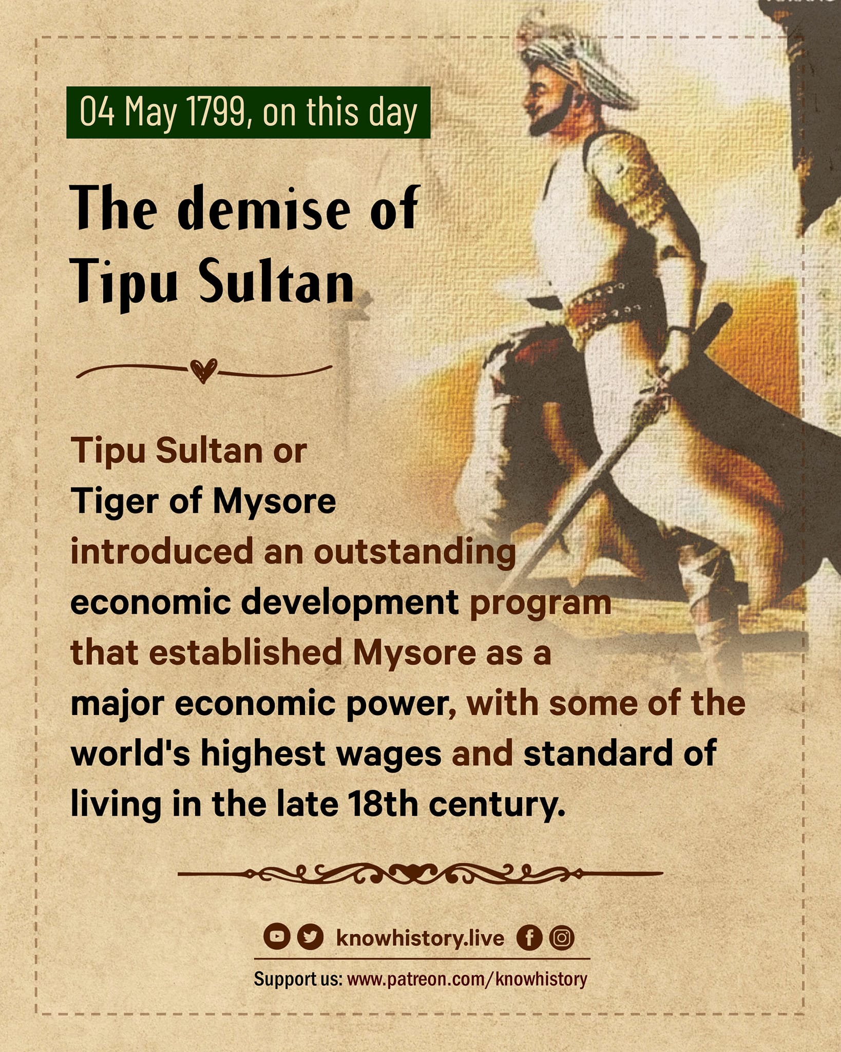 Know History - Tipu Sultan (Sultan Fateh Ali Sahab Tipu),... | Facebook