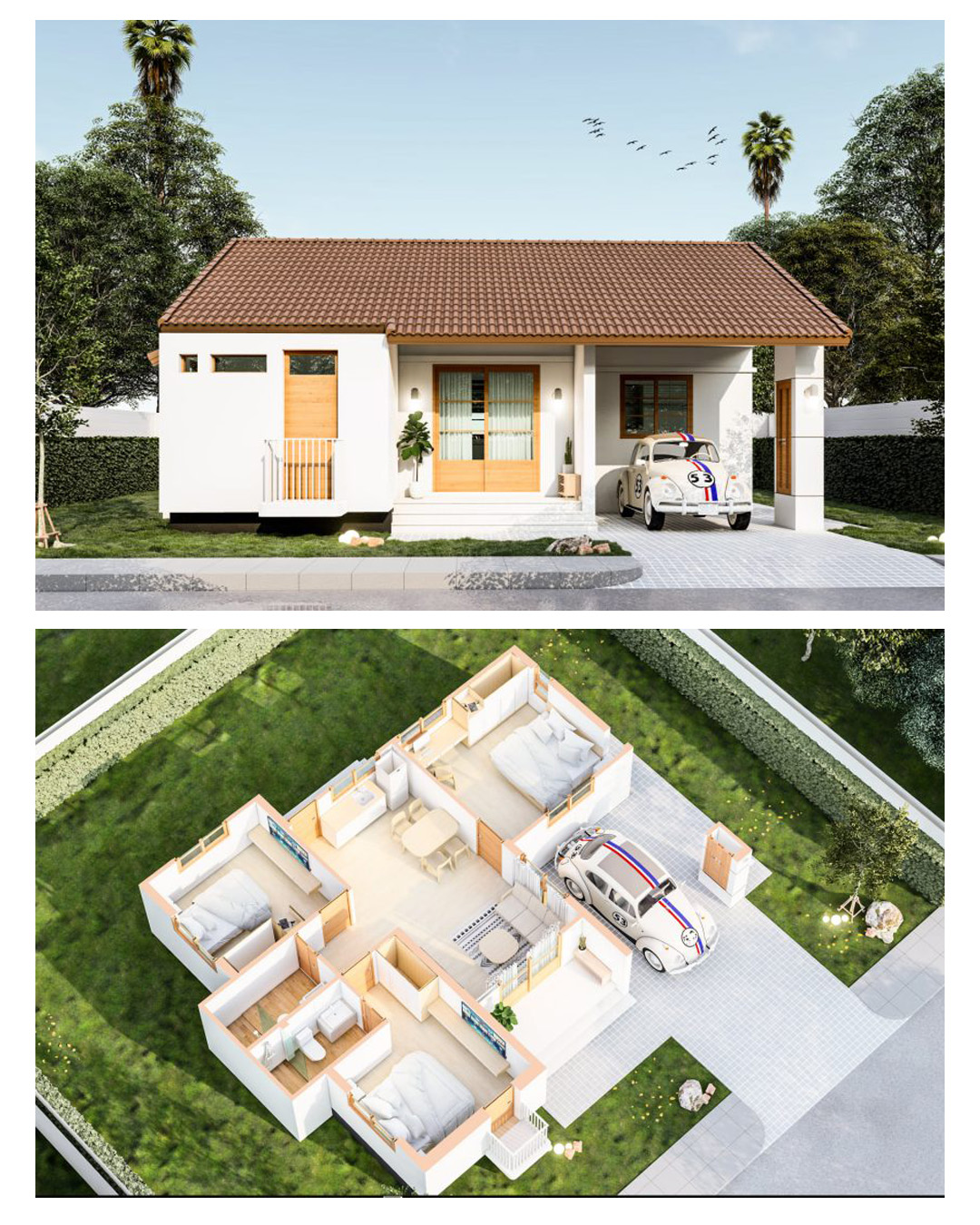 แบบบ้านในฝัน - แบบบ้านสไตล์มินิมอล 3 ห้องนอน 2 ห้องน้ำ...