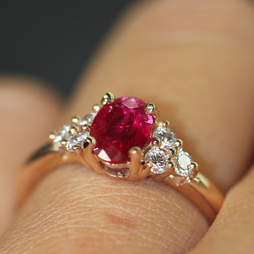 Bague Or Rose 18 Carats Avec Rubis Rose | Taille 53, Neuve Avec étiquettes