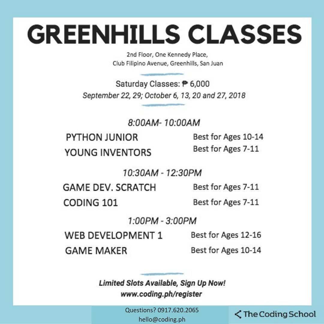 Our September - October class schedule... - The Coding School | Facebook