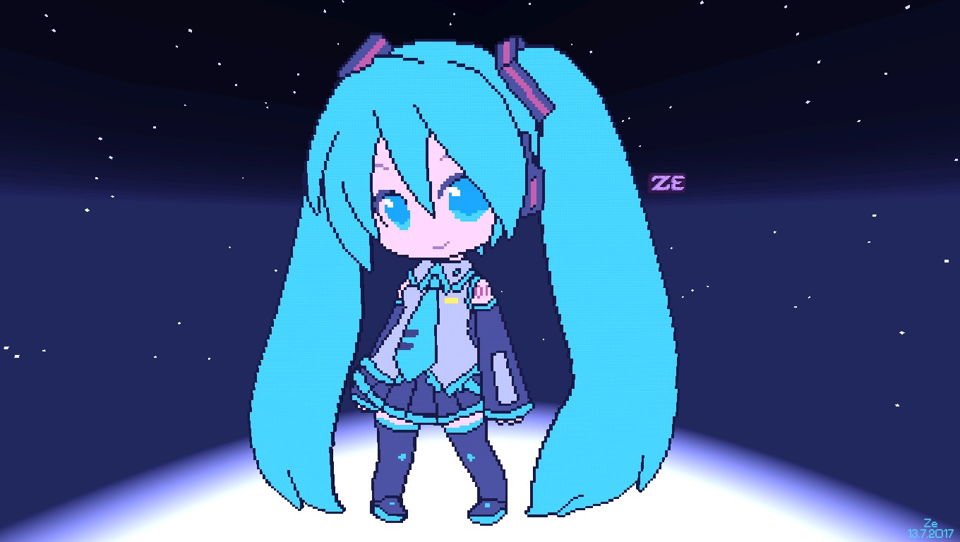 Low poly Miku✨ #ドット絵 #pixelart #aseprite #初音ミク #HatsuneMiku