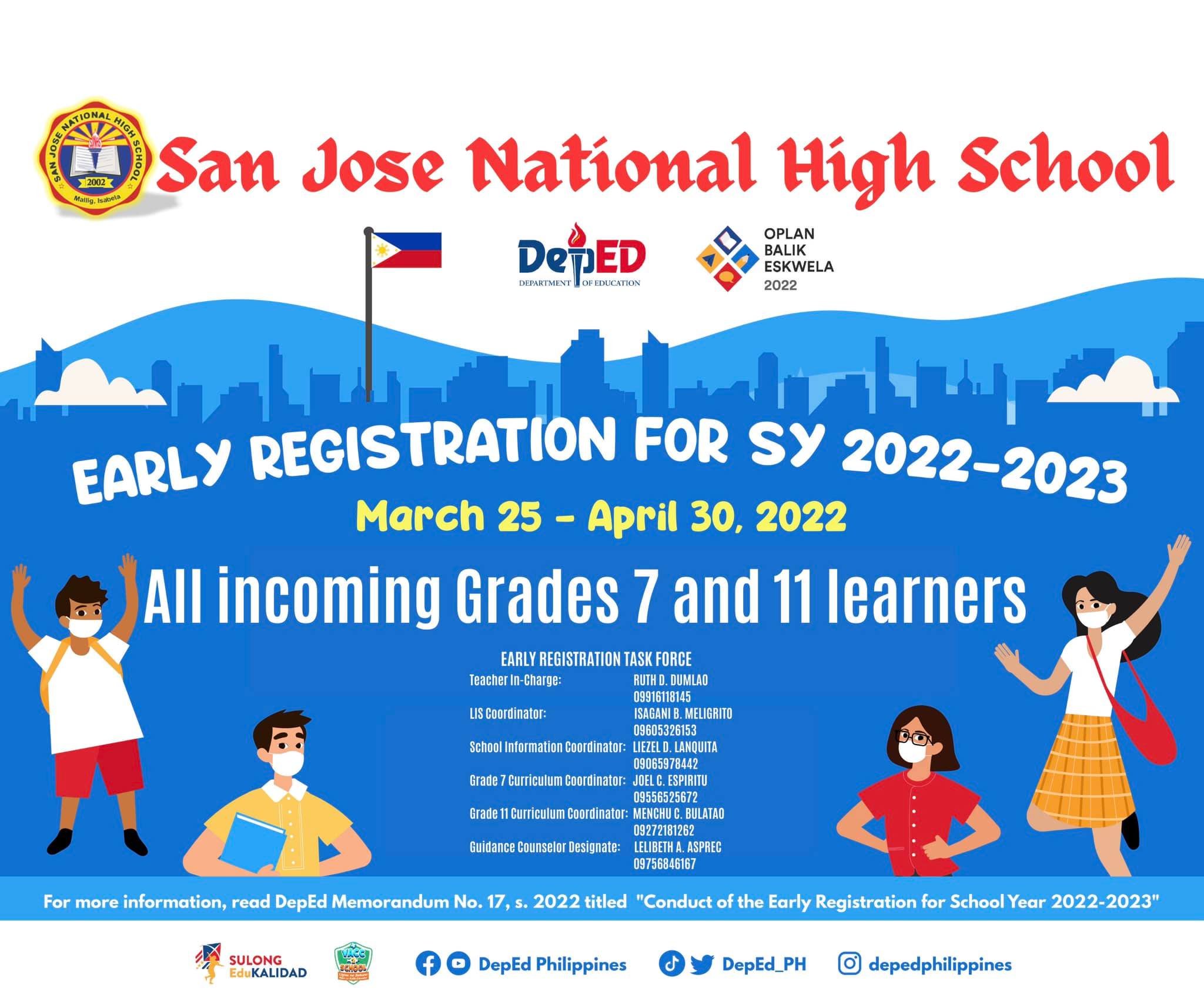 San Jose Nhs - Please be informed! Early Registration for... | Facebook