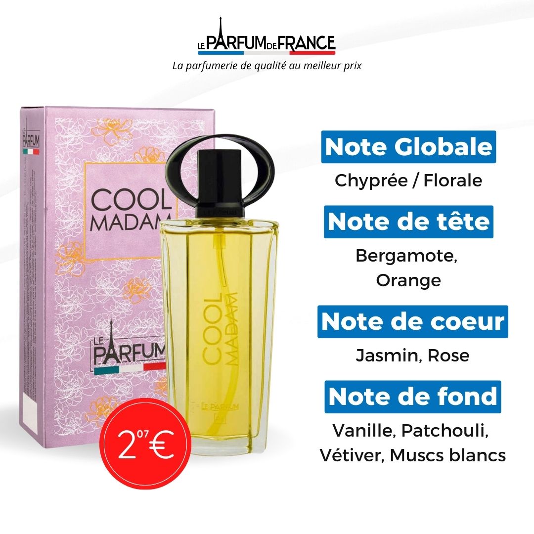 Lot De 2 Parfums Femme Cool Madam 75 Ml - Senteur Agrumes Floral - Neufs, Date Expiration 2029
