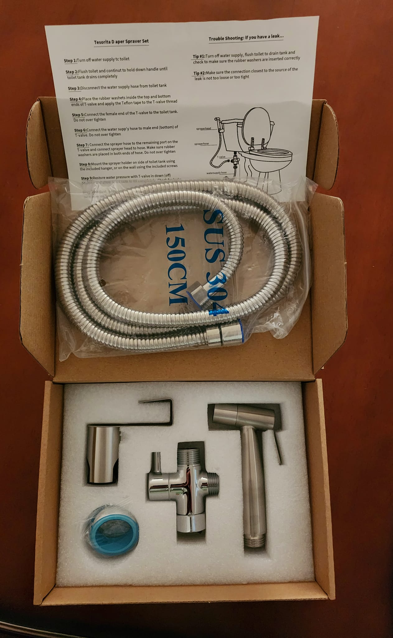 Handheld Bidet Toilet Sprayer Shattaf Kit – Chrome, ABS, 1.5m Stainless Hose, 7/8 T-Valve