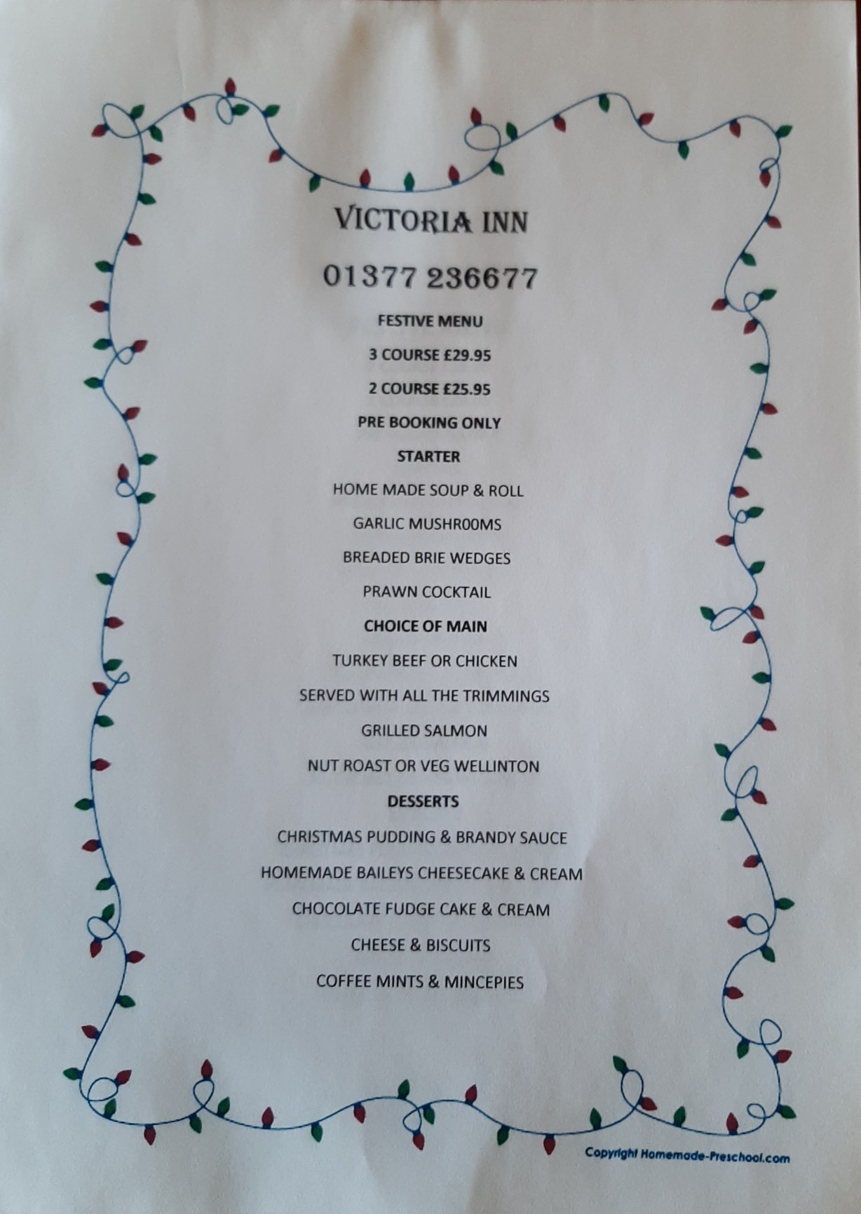 This menu is available from 6th... - Victoria Inn Wetwang