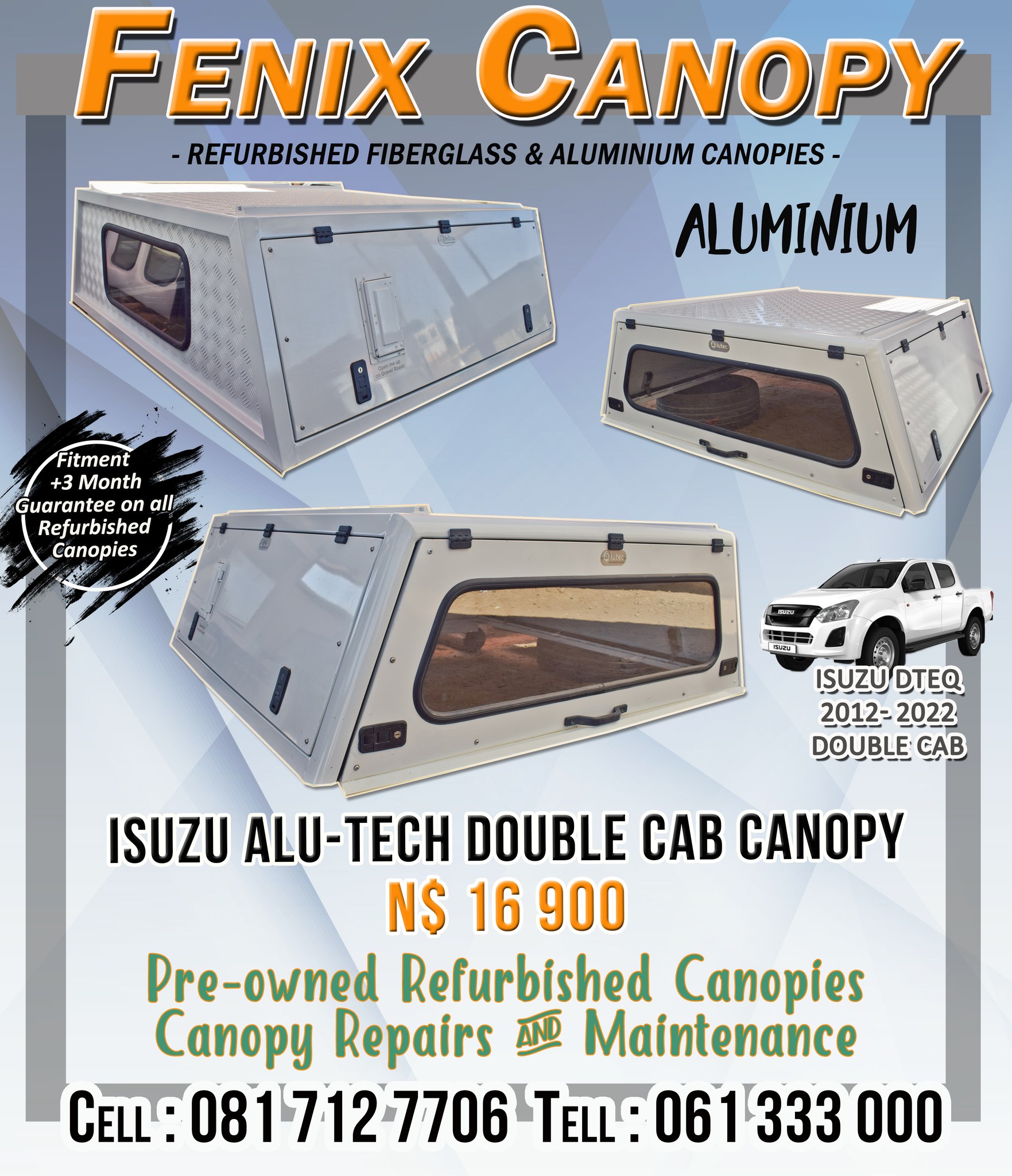 Isuzu Double Cab Aluminium... - Fenix Canopies Namibia
