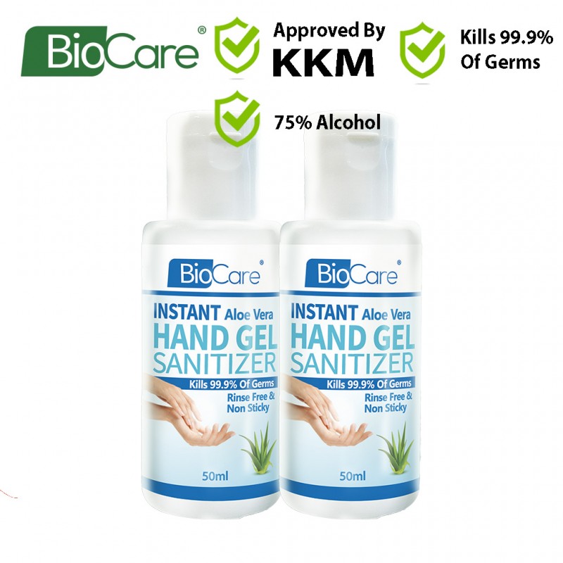 Ready Stock Biocare Instant Hand Sanitizer Gel 2x 50ml With Aloe Vera Facebook