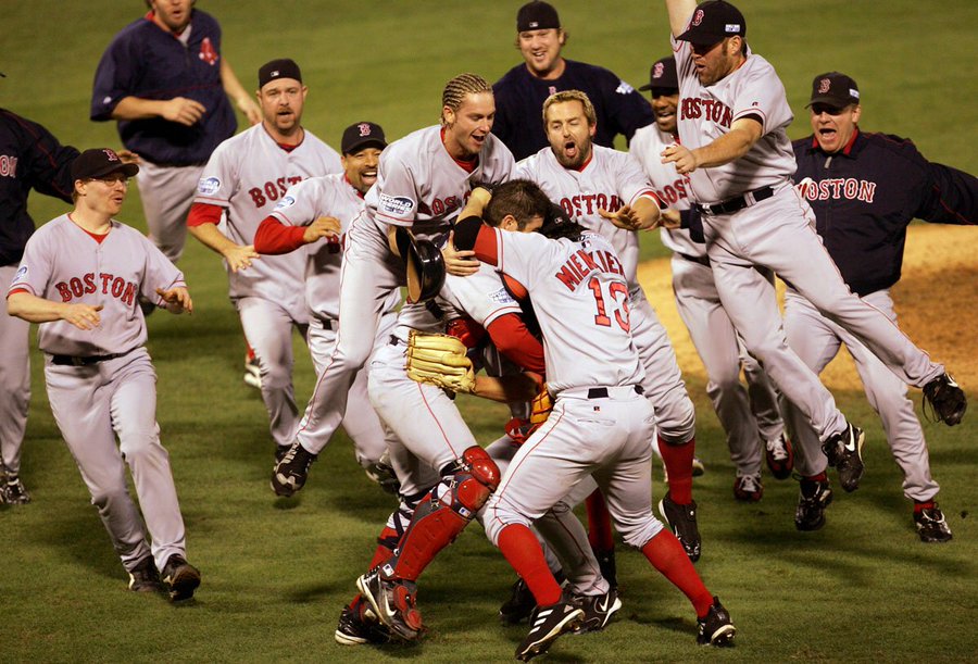 Red Sox celebrate winning the 2004 World Series