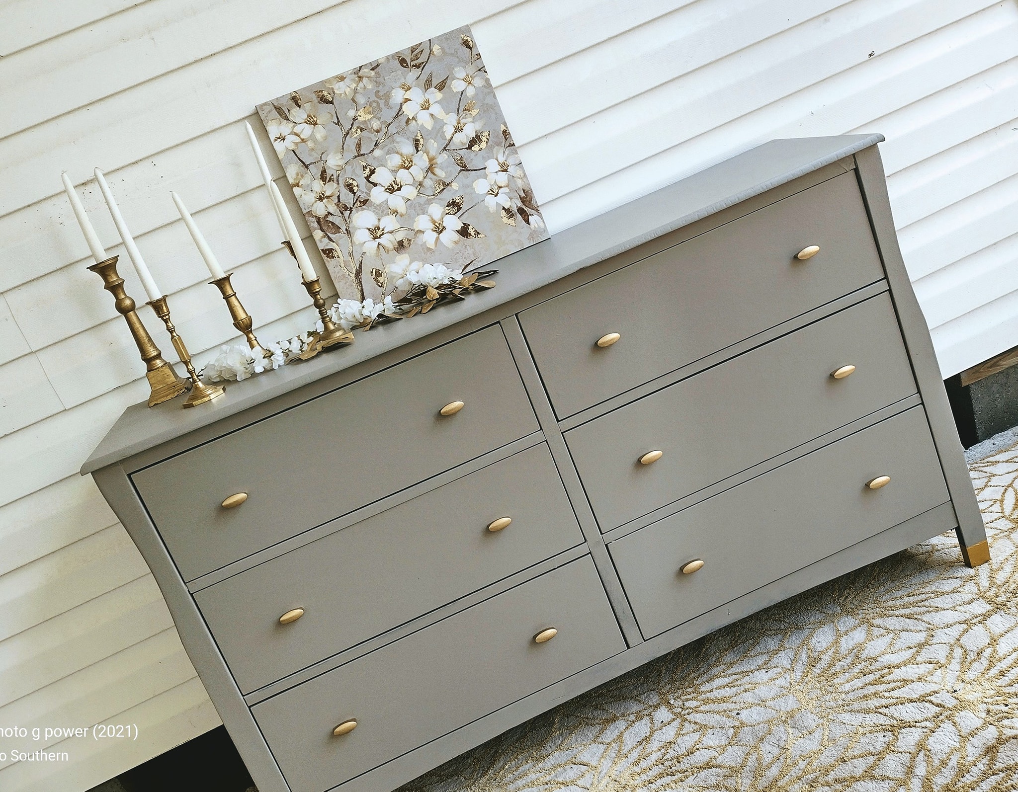 grey dresser with diamond knobs Silver like new Crystal gorgeous Drawers huge storage 76048 Stone Inlay