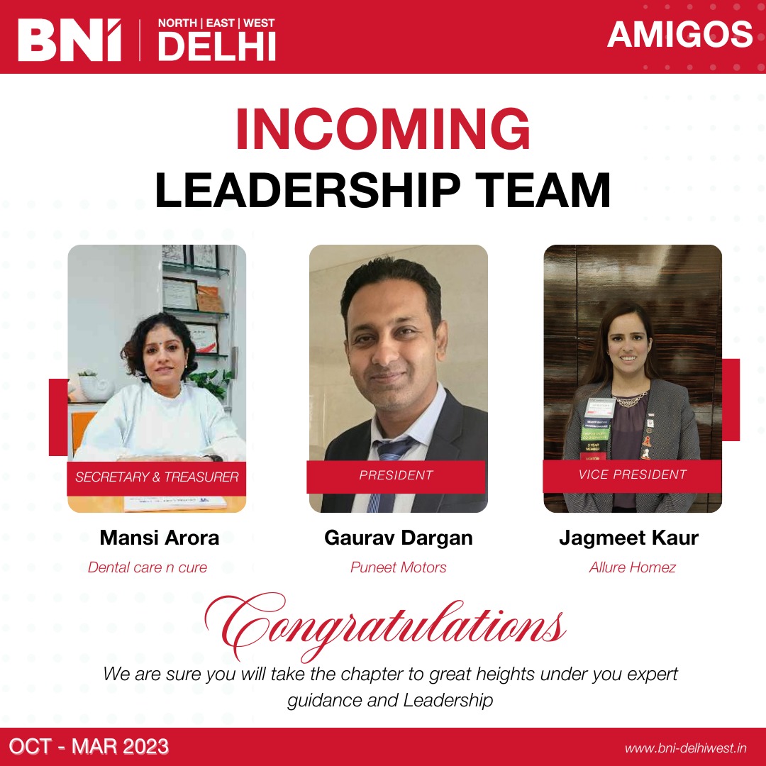 BNI New Delhi - Congratulations to the new Leadership of... | Facebook