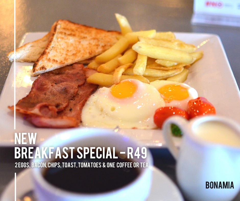 Bonamia - NEW MAY BREAKFAST SPECIAL - R49 2 Eggs, Bacon,...