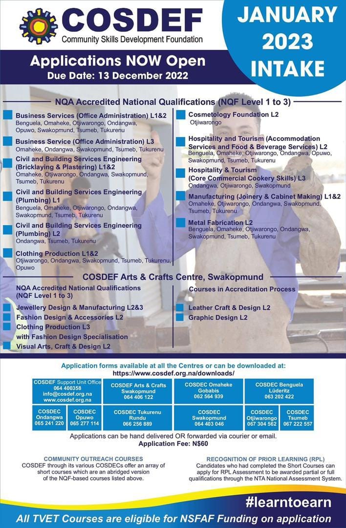 2023 Application Forms Still available... - Cosdec Swakopmund | Facebook
