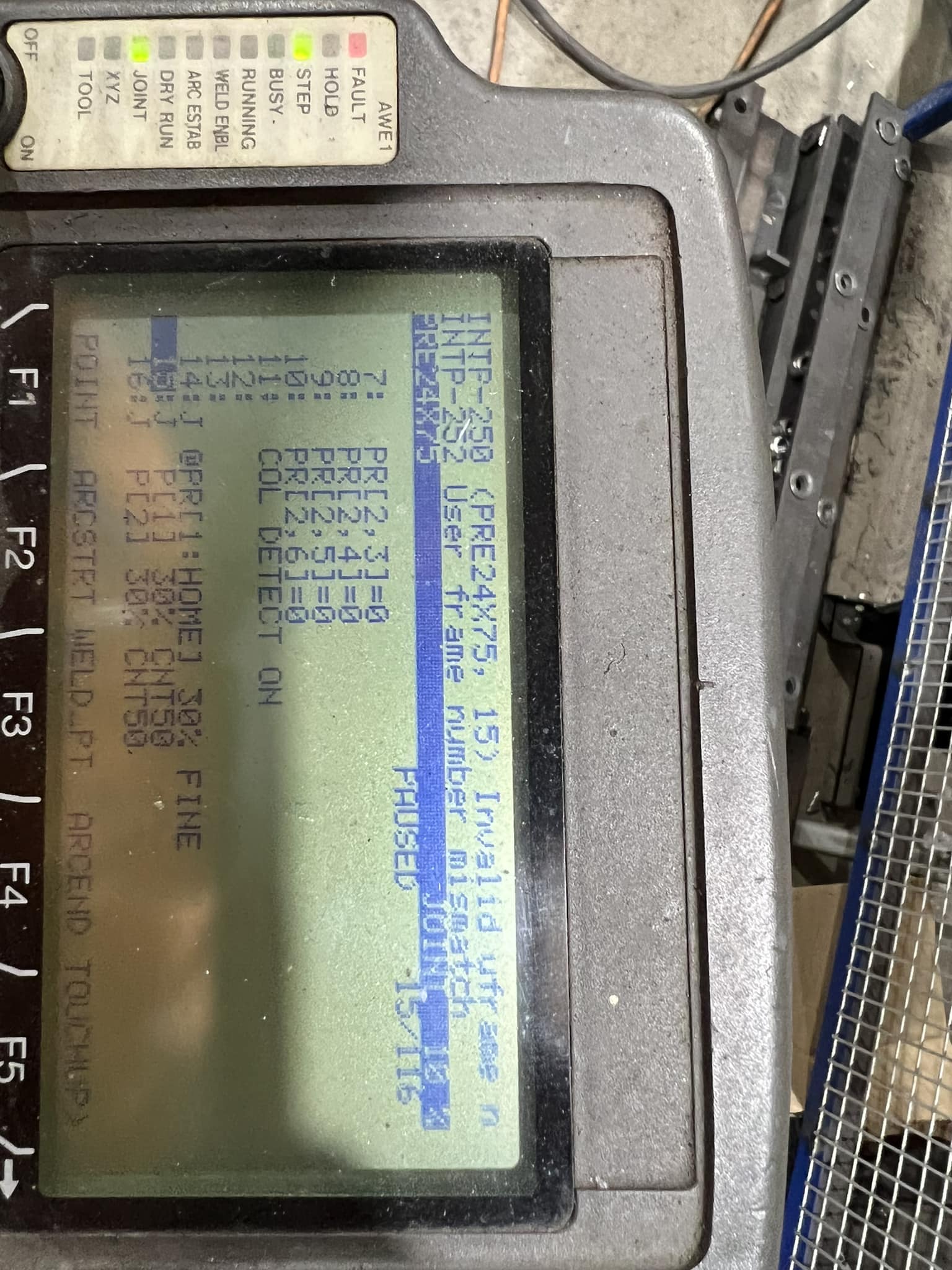 Invalid user frame number and mismatch on Fanuc Arc Mate 120ib10l