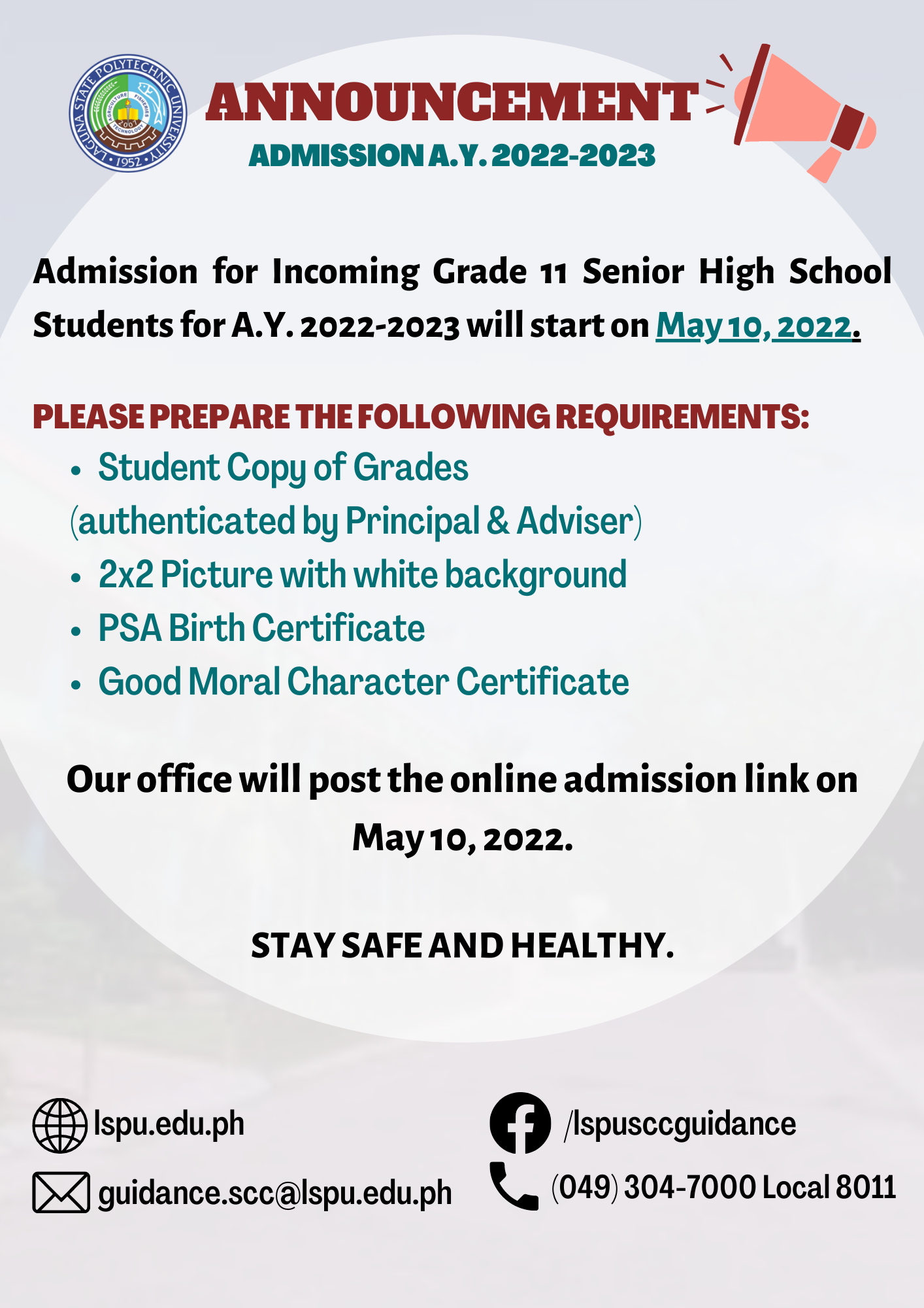 ANNOUNCEMENT: Admission for Incoming Grade 11 Senior High School ...