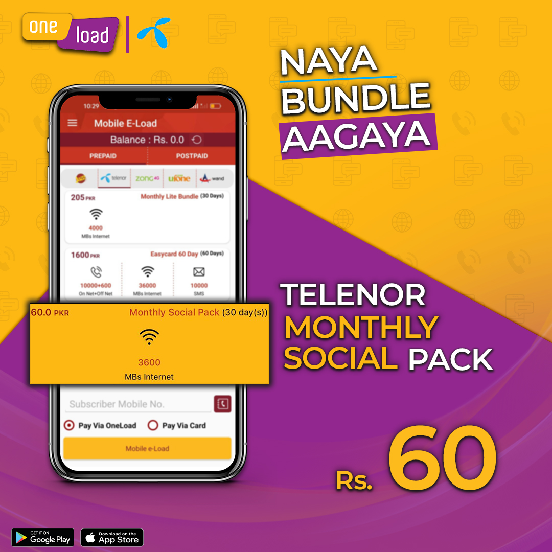 OneLoad - New Bundle Alert: Telenor Monthly Social Pack....