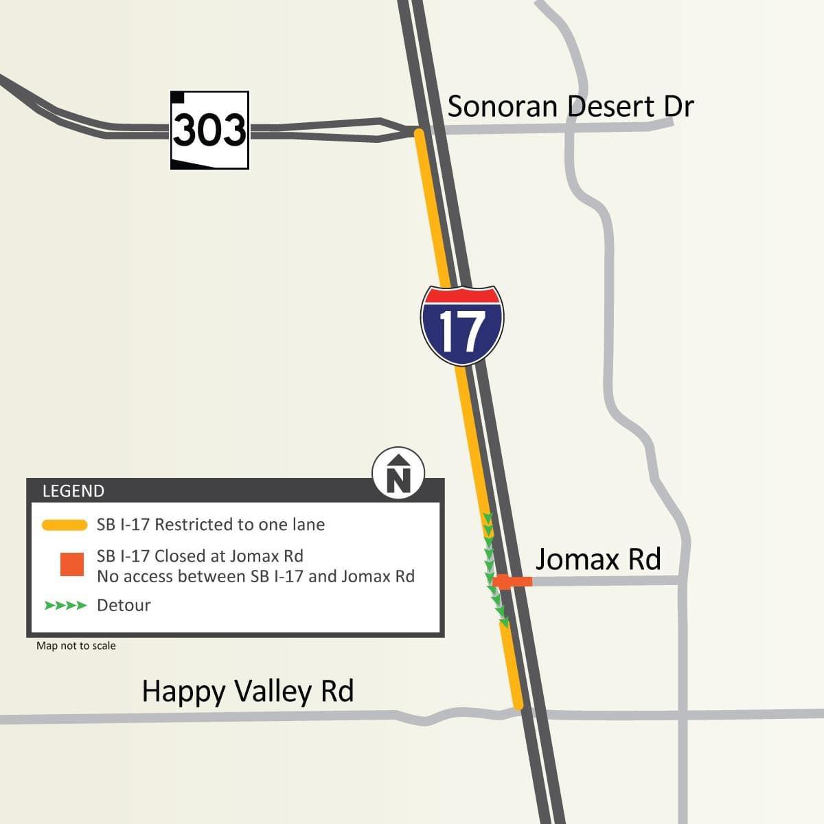 🚧 I-17 SB restrictions, North Phoenix 🚧 Allow extra time while
