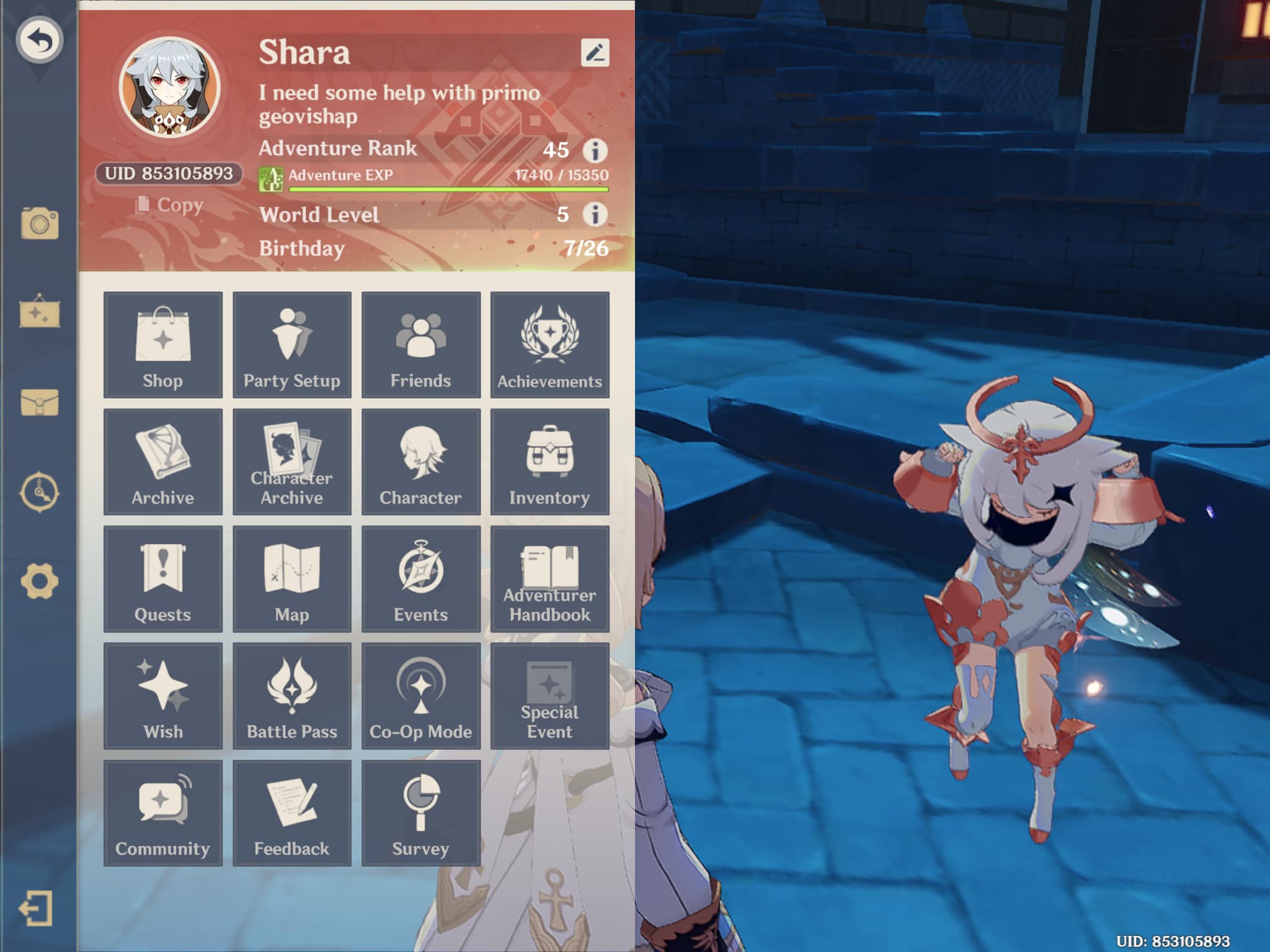 Looking for friends on genshin Europe server. Uid 743683574