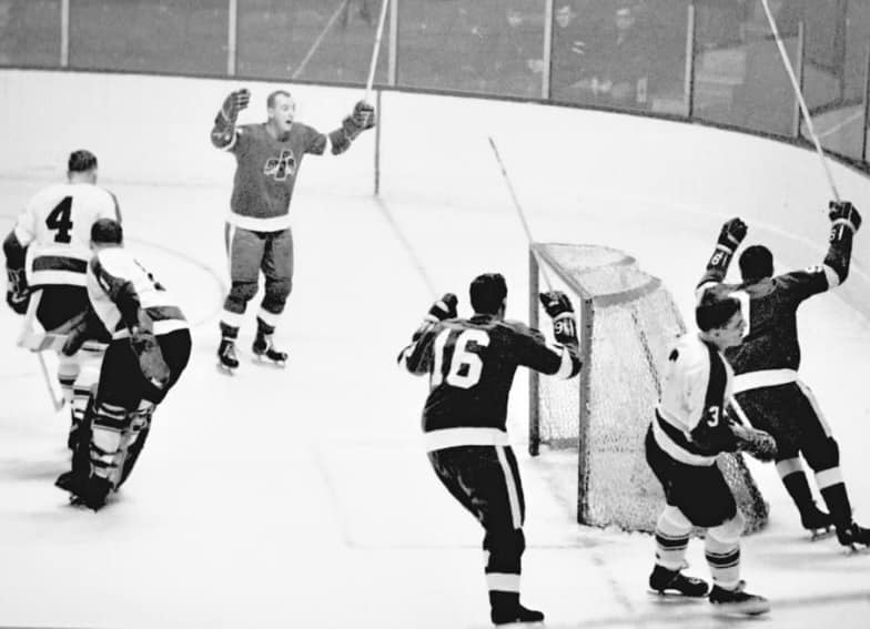 The Old - Seattle Totem Marc Boileau (behind net) has just scored, and ...