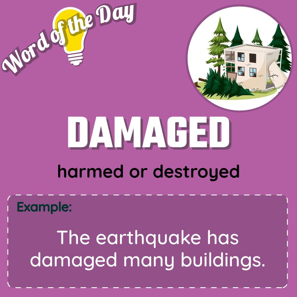 EnglishBolo - #WordOfTheDay - DAMAGED It means - 'harmed or destroyed ...