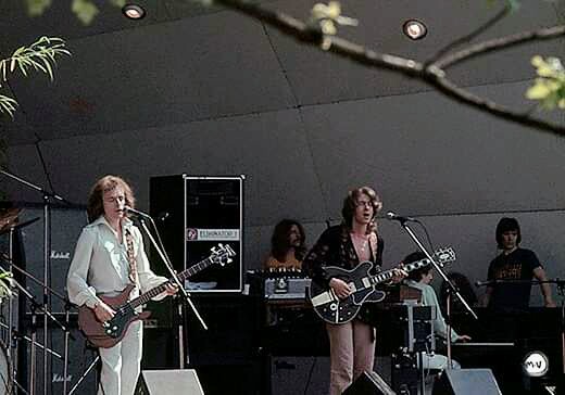 Scottish musician Jack Bruce (1943 - 2014, left) and Mick Taylor