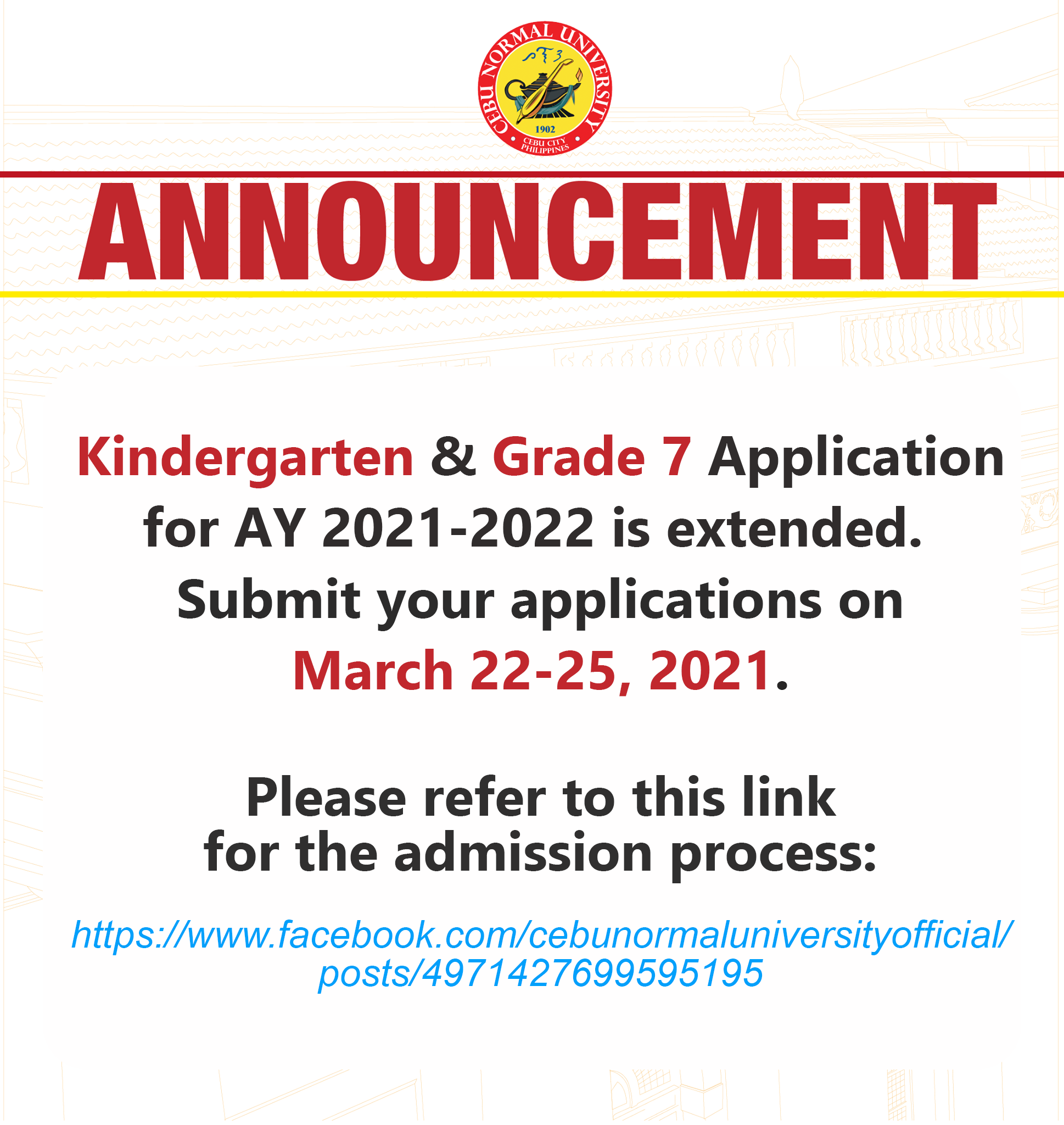 Cebu - Kindergarten and Grade 7 Application for AY 2021-2022 is ...