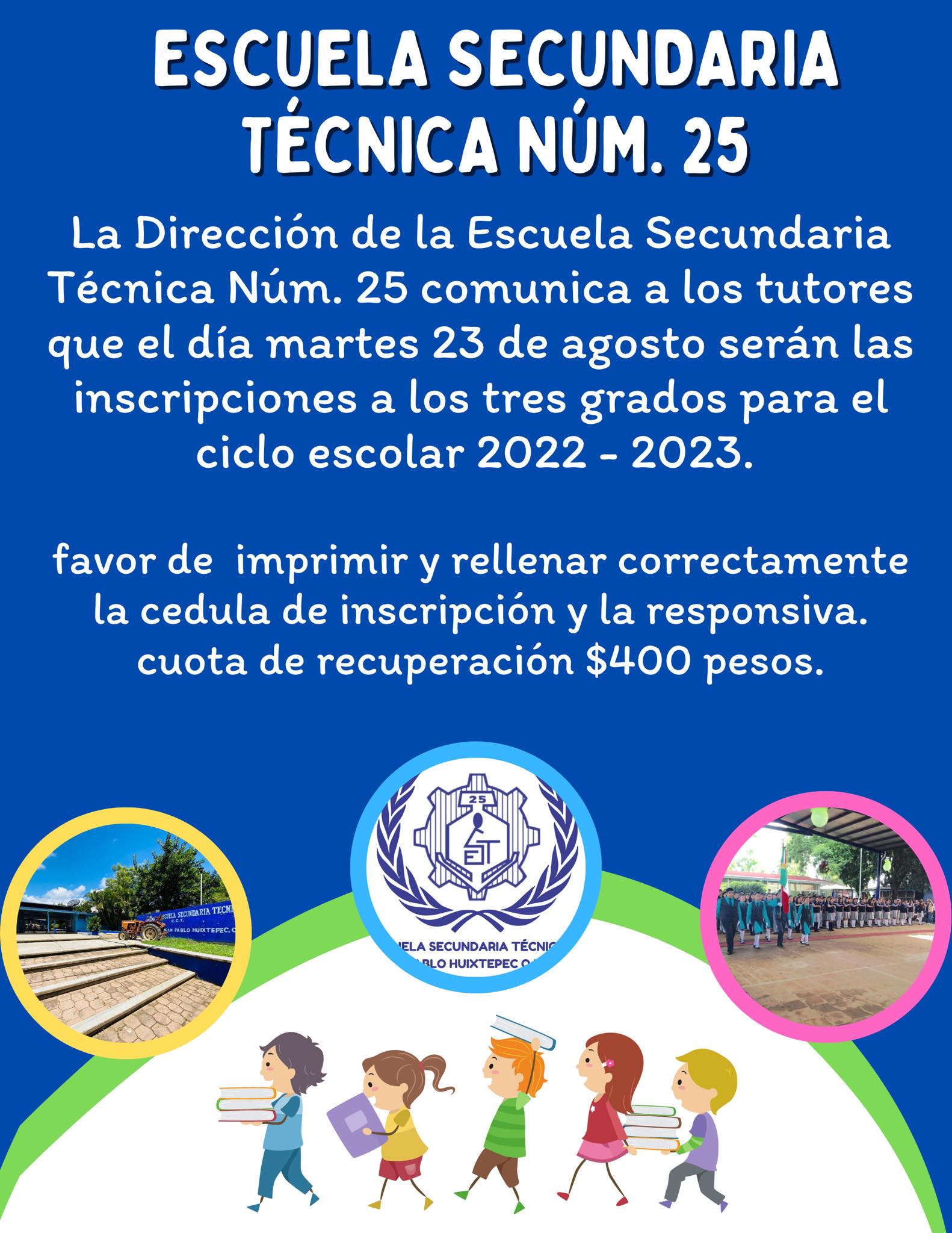 Inscripciones al... - Escuela Secundaria Técnica Num. 25