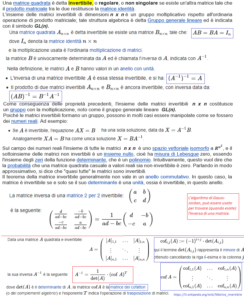 Matematica - Una matrice quadrata è detta invertibile, o... | Facebook