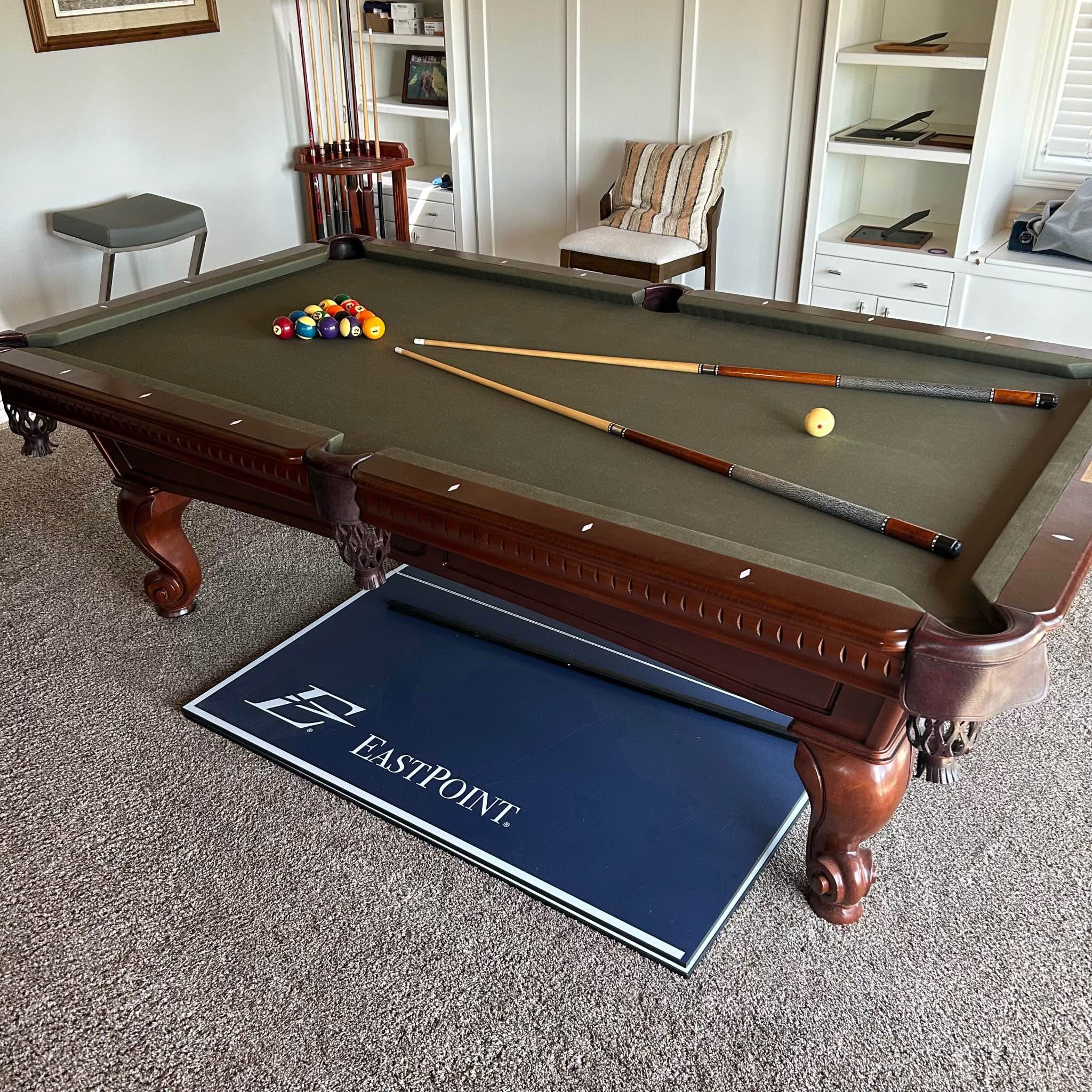 Fischer 8ft Pool Billiards Table w/ Ping Pong Table Tennis Topper ...
