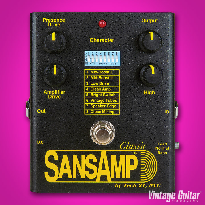 Vintage SansAmp Classic box labels found in Tech 21 time capsule