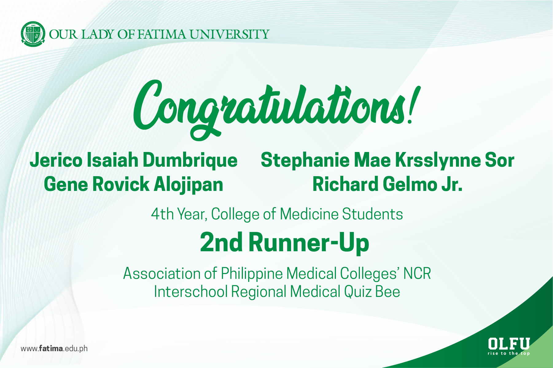 Medicine... - Our Lady of Fatima University (OLFU) | Facebook