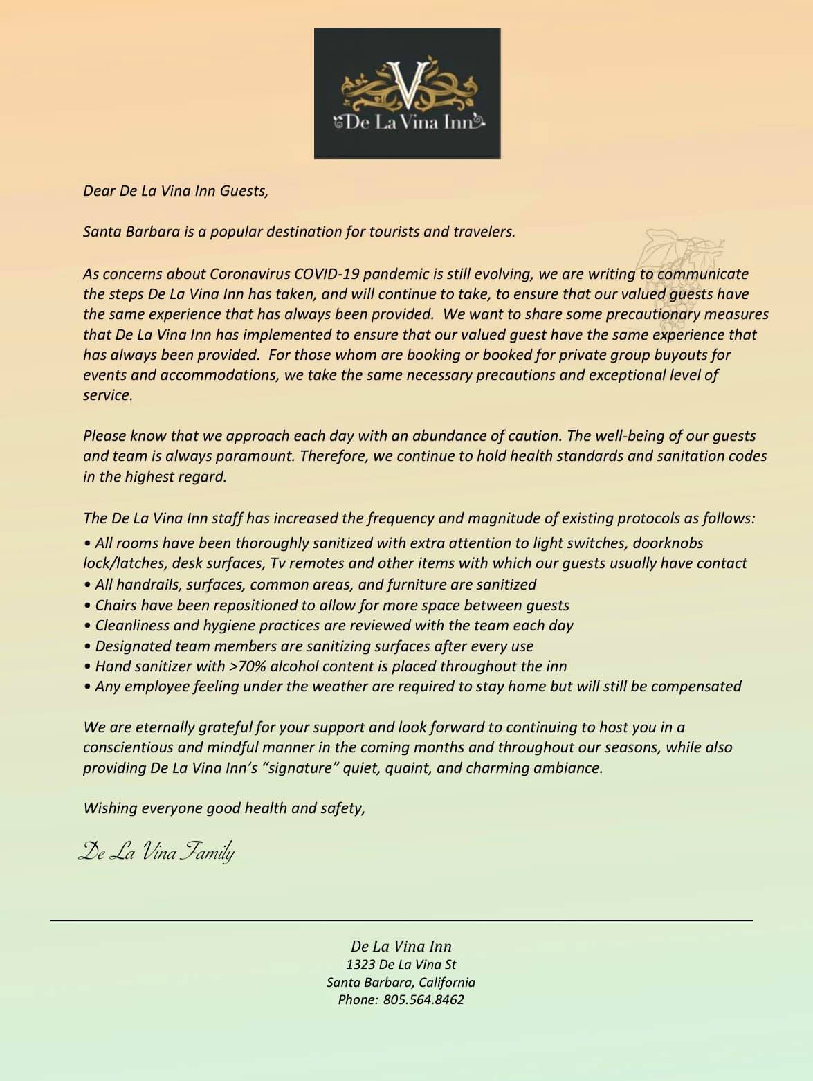 De La Vina Inn - A special message from our family to... | Facebook