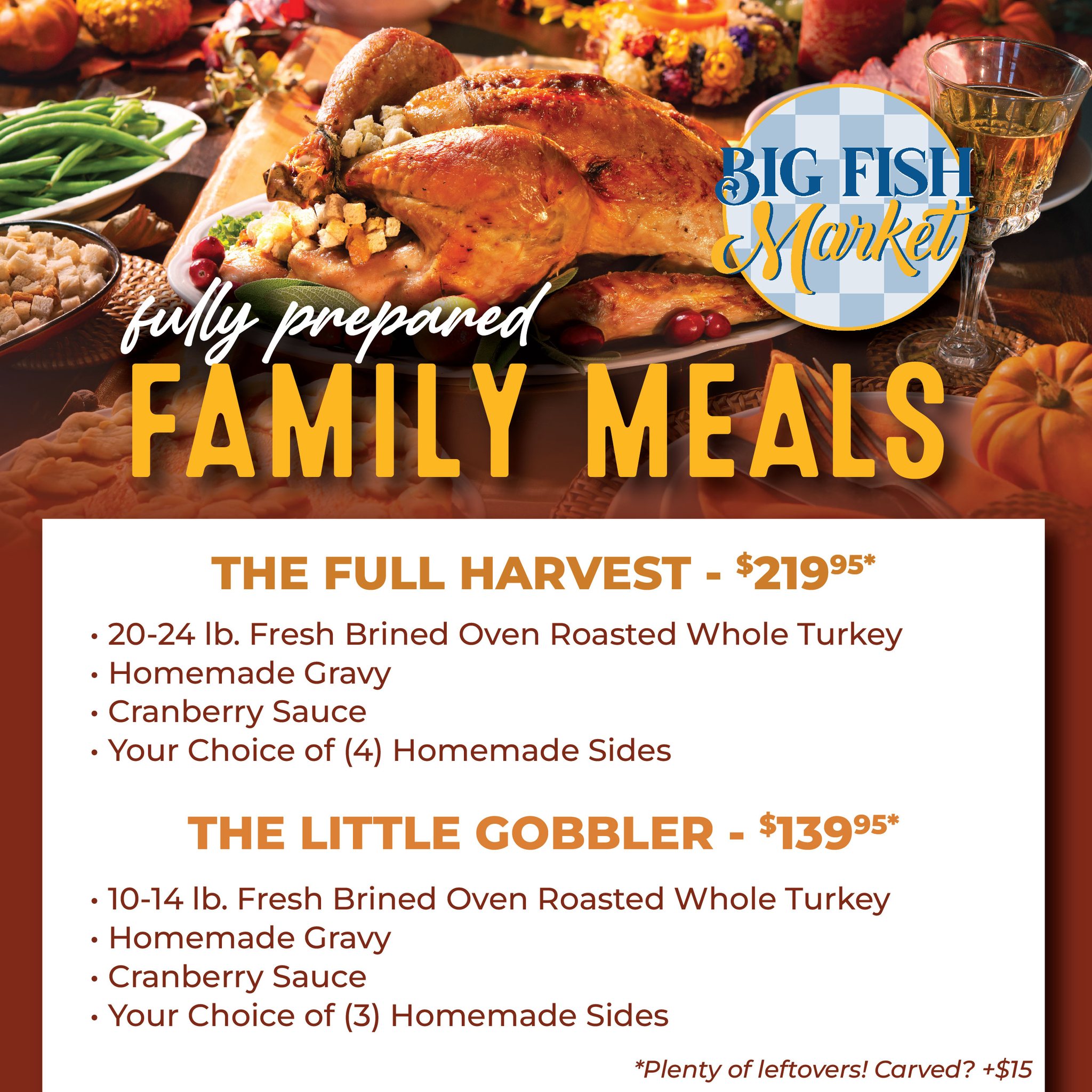 Big Fish Market - 🦃Our Thanksgiving To-Go Menu is now... | Facebook