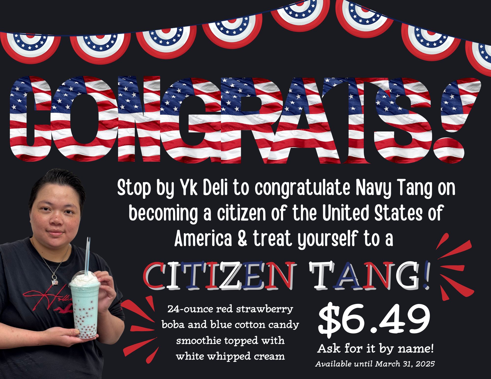 In honor of Navy Tang's U.S.... - Yk Deli & Smoothies | Facebook