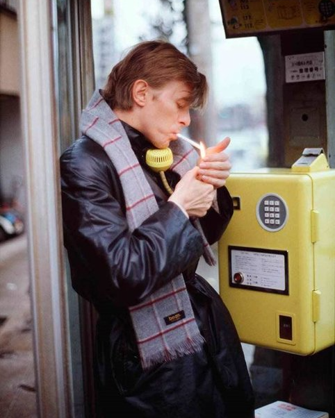 David Bowie at a phone booth in Kyoto, Japan, 1980. Photo by