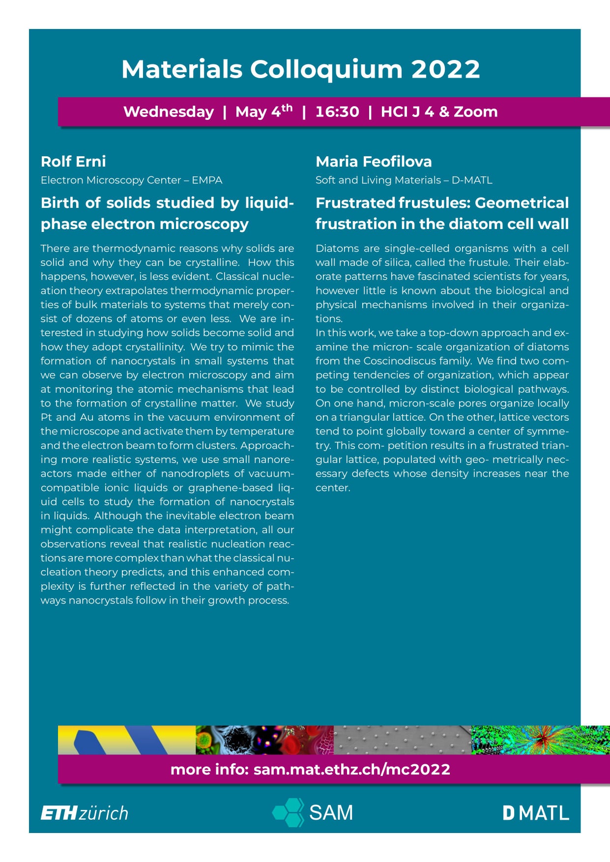 The last Materials Colloquium of this semester takes place TOMORROW 4th ...