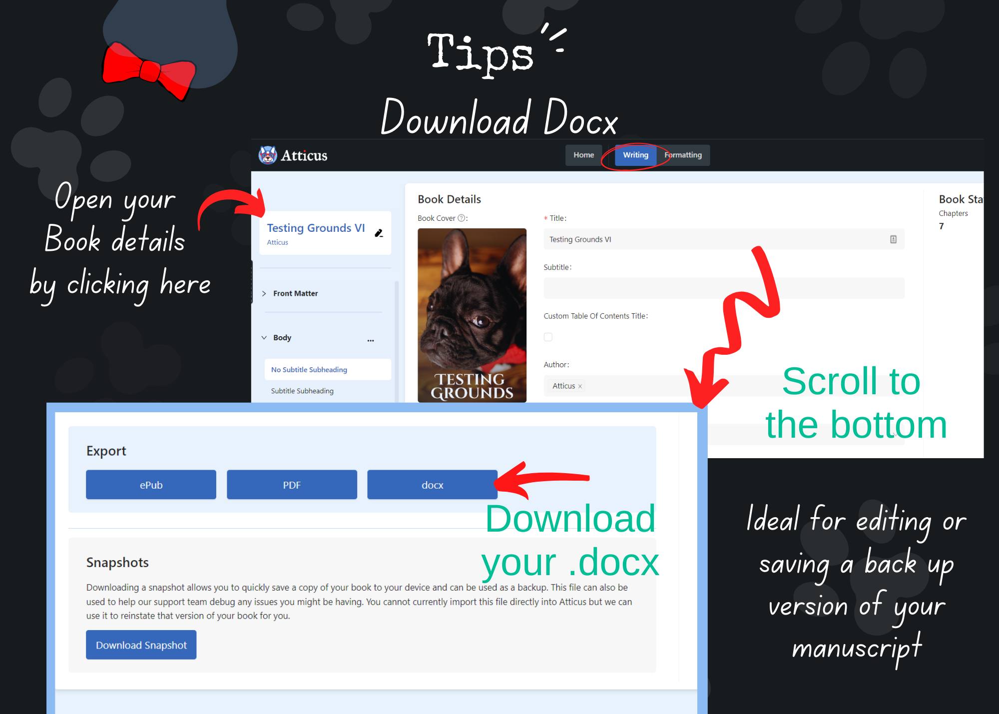 Atticus - Downloading a .docx of your manuscript is only a few clicks ...