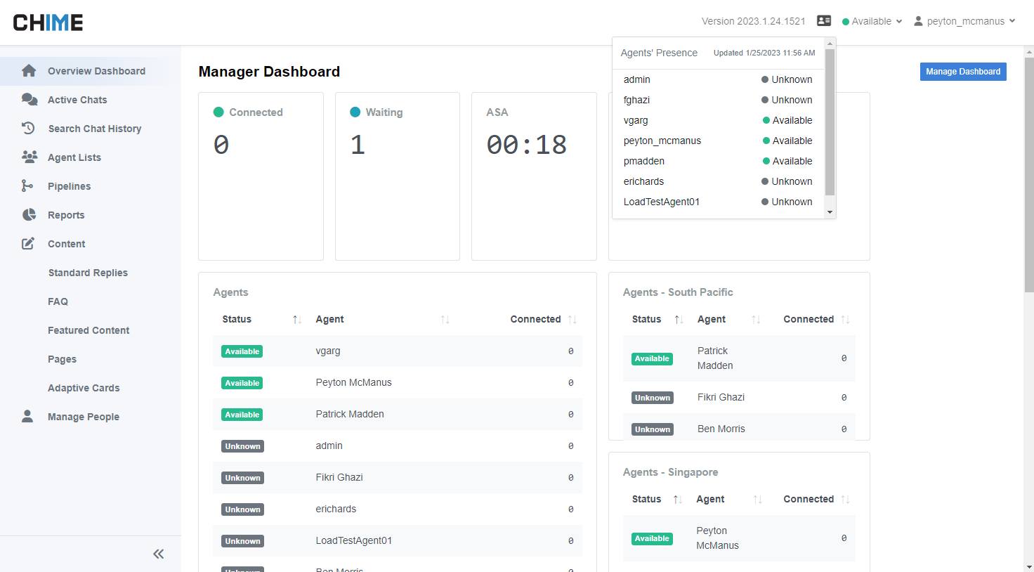 Chime V5 manager dashboard with a... - Instant Technologies