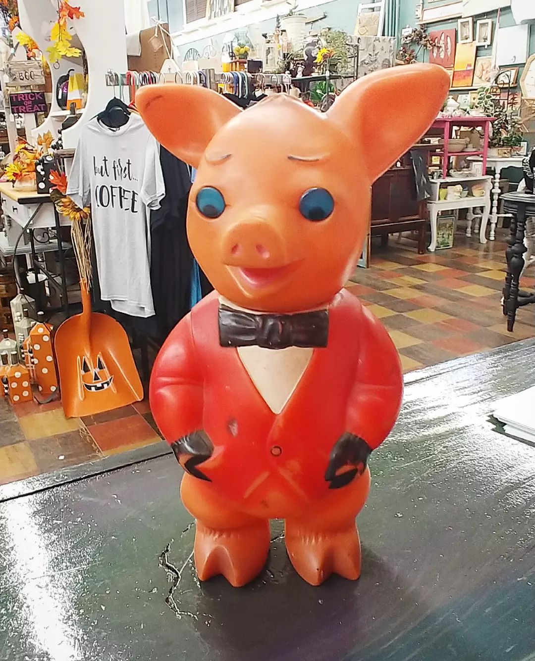 Vintage Happy Hippy Hippo piggy bank from 1960's Japan