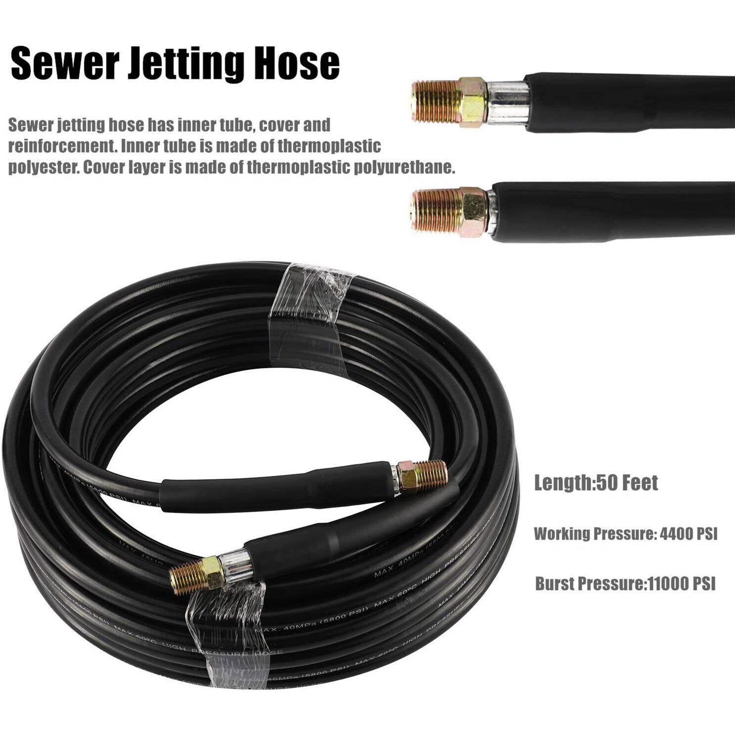 15M High Pressure Washer Hose Pipe Sewer Drain Cleaning Cleaner Kit Set ...