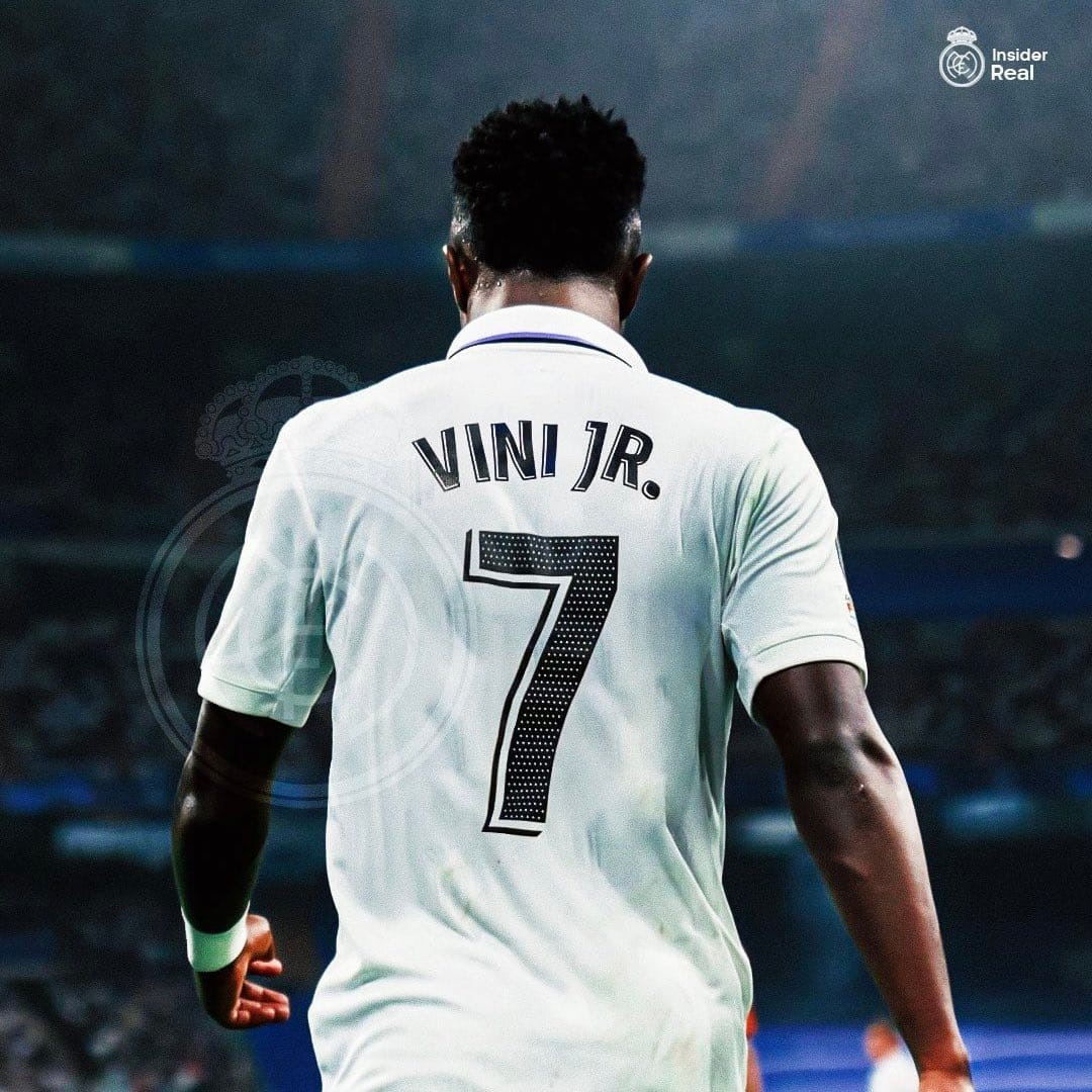 Vinicius Junior wears the number 7 shirt for Real Madrid (starting