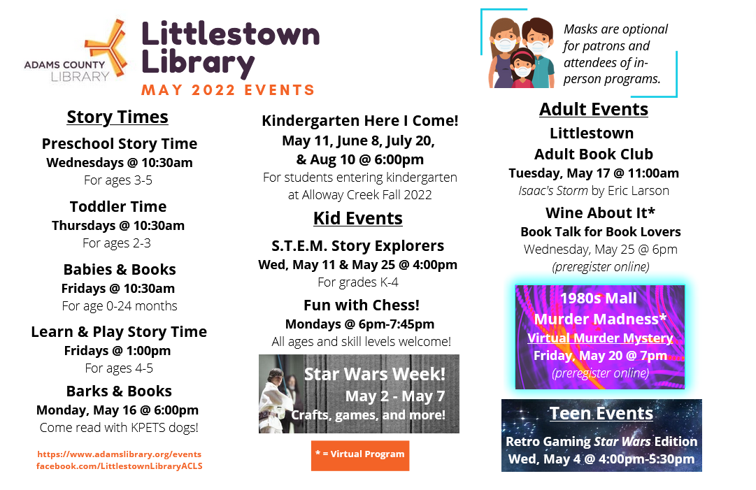 Check out the May 2022 Events... - Littlestown Library, ACLS | Facebook