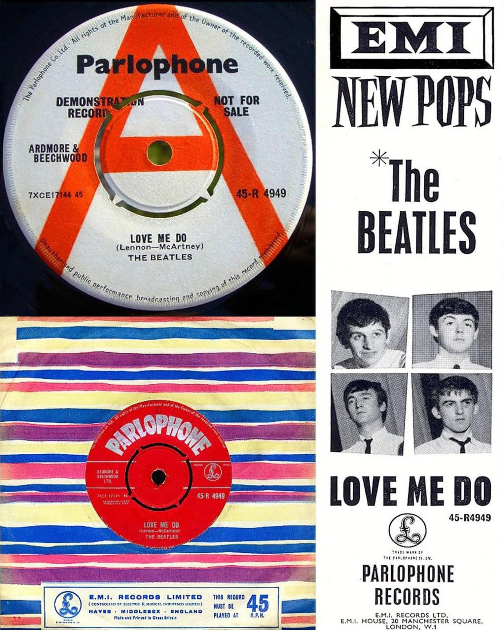 The Beatles' first single 'Love Me Do' released in 1962