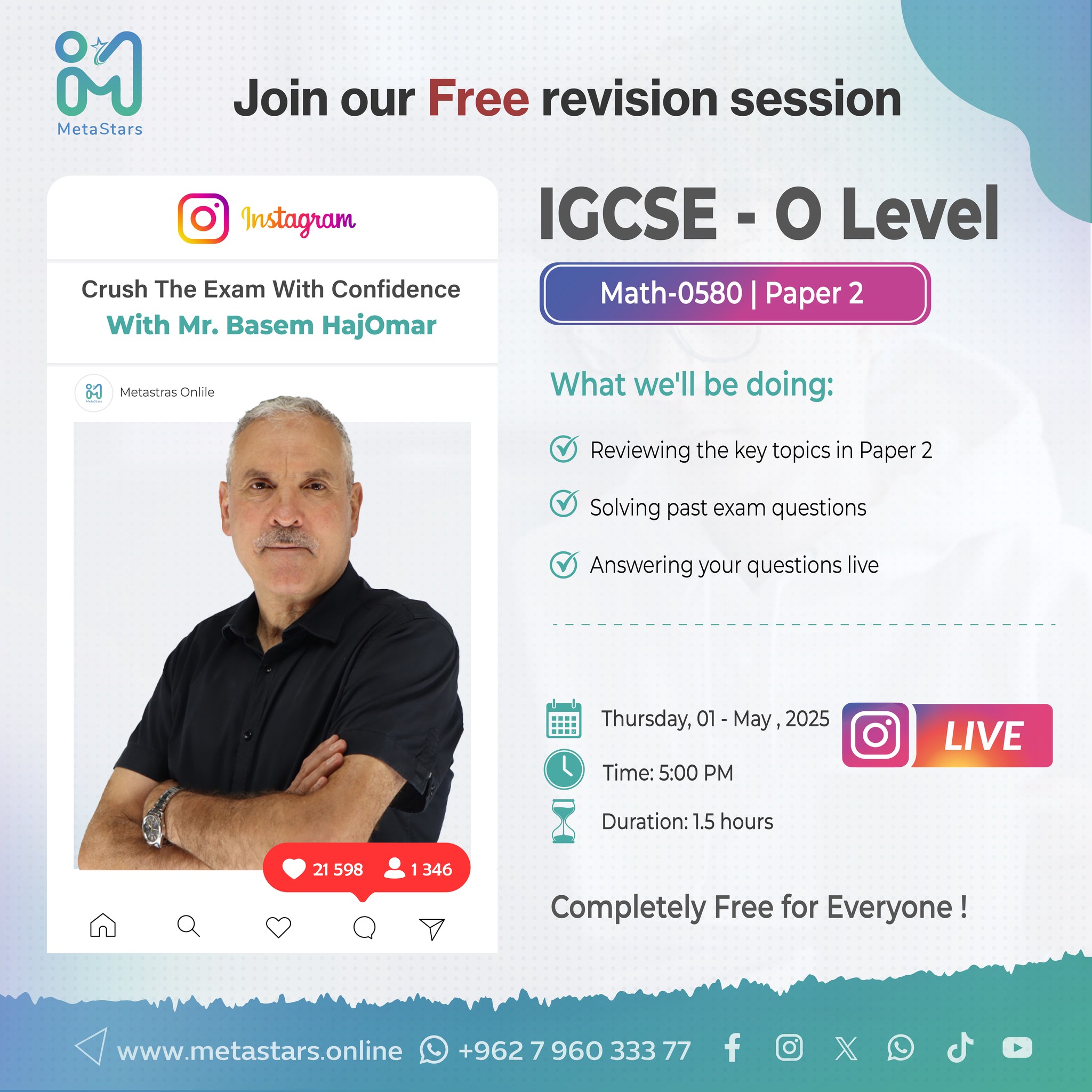 MetaStars - Join our Free revision session 🧑‍💻IGCSE - O Level | Math ...
