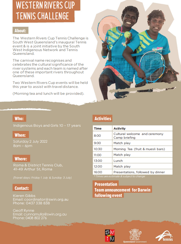 South - SWIN Western Rivers Tennis Challenge 2nd July at Roma Tennis ...