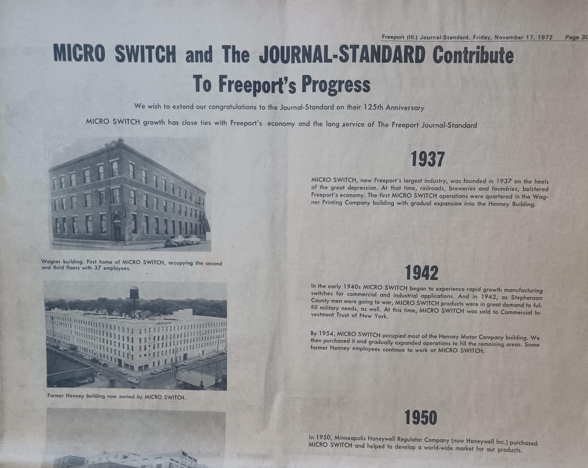 When did the Freeport Journal Standard change its name?