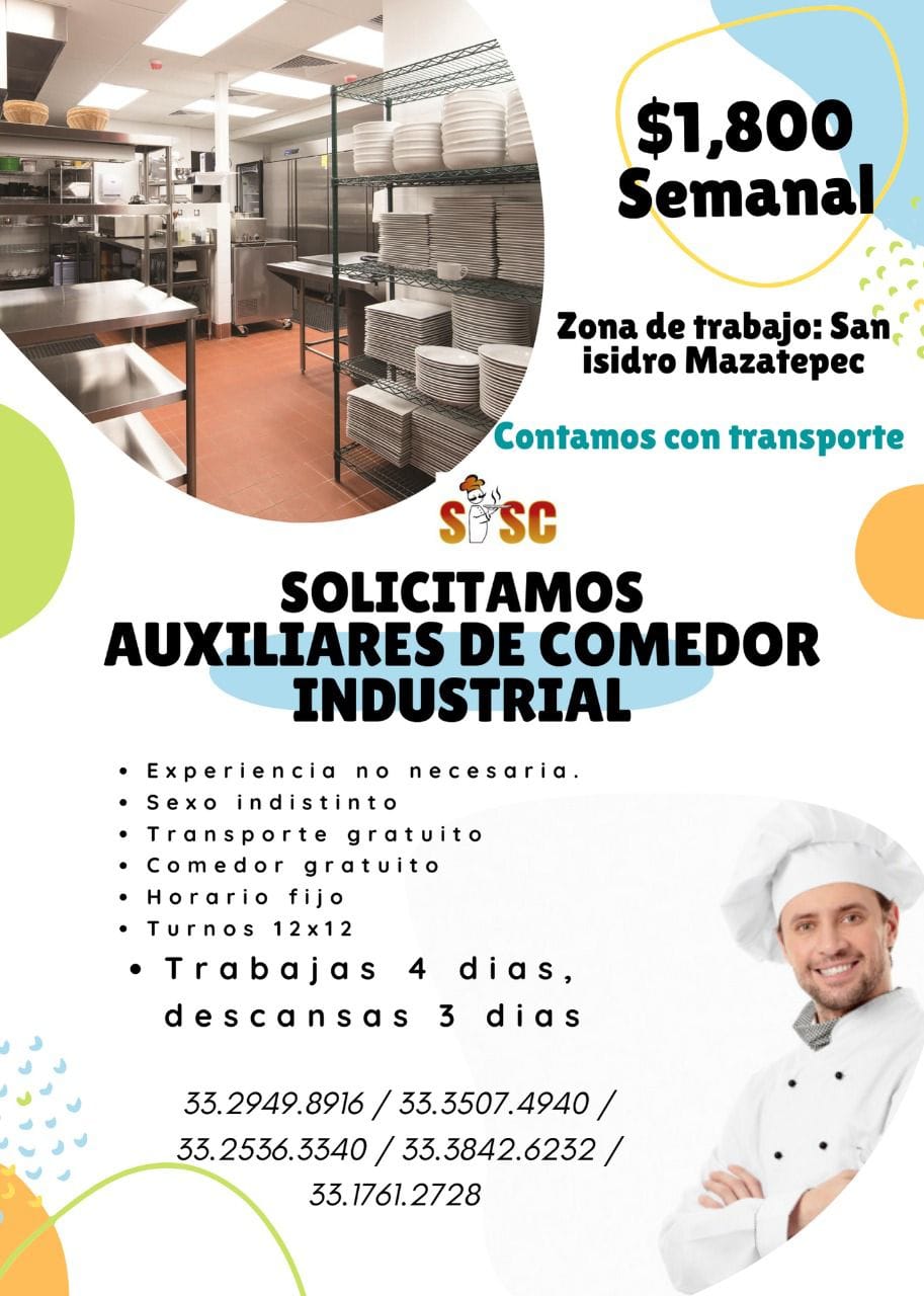 Vacantes Sisc Comedores Industriales | Guadalajara