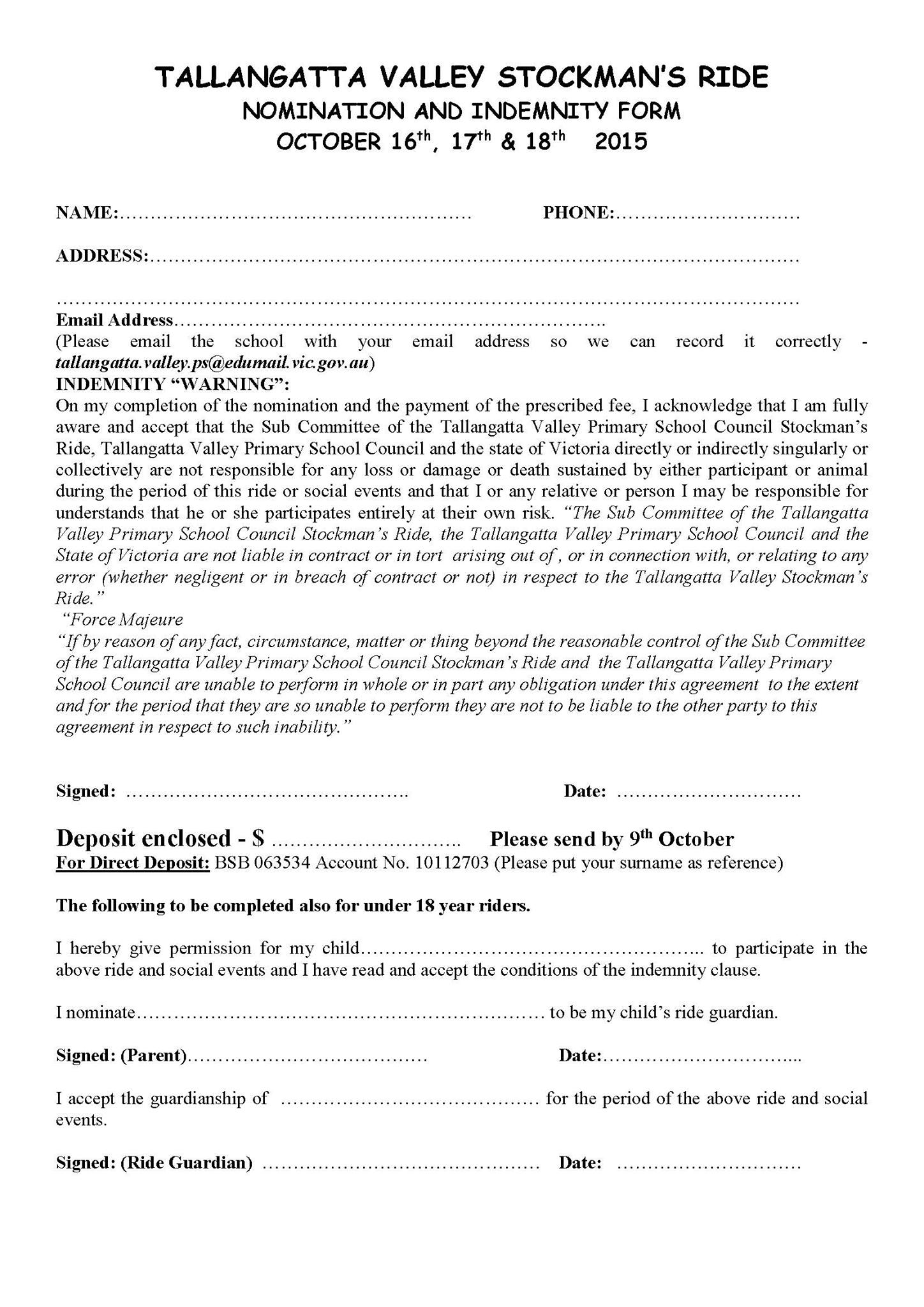Registration forms:... - Tallangatta Valley Stockmans' Ride | Facebook