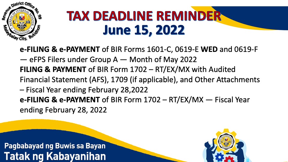 > e-FILING & e-PAYMENT of BIR Forms... - BIR RDO 99 Bukidnon | Facebook