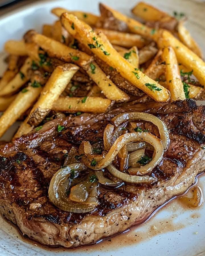 Easy - A Meal Worth Savoring 🍖 Ribeye Steak with French Onions & Crispy ...